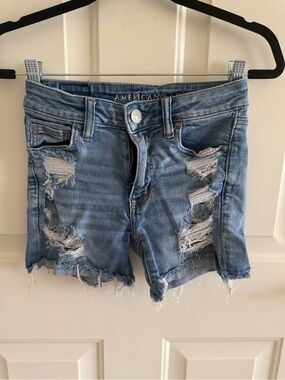 American Eagle Outfitters Light Blue Distressed Denim Cutoff Shorts